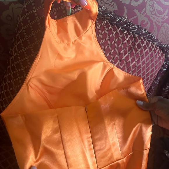 Sheath/Column Halter Charmeuse Bridesmaid Dresses With High Split - Picture 8 of 13